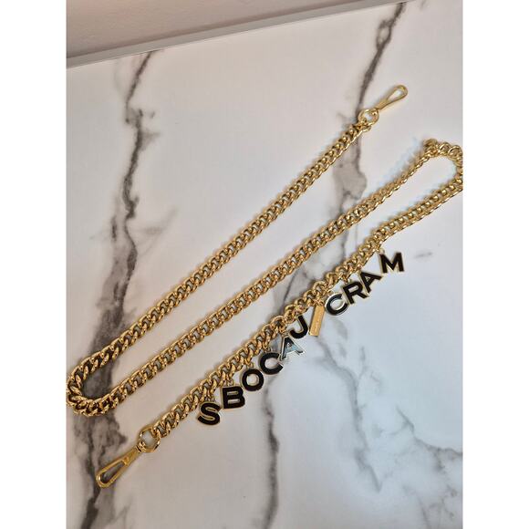 Marc Jacobs Gold Crossbody Chain Strap – Like New, Logo Letter Charm Design - Picture 2 of 4